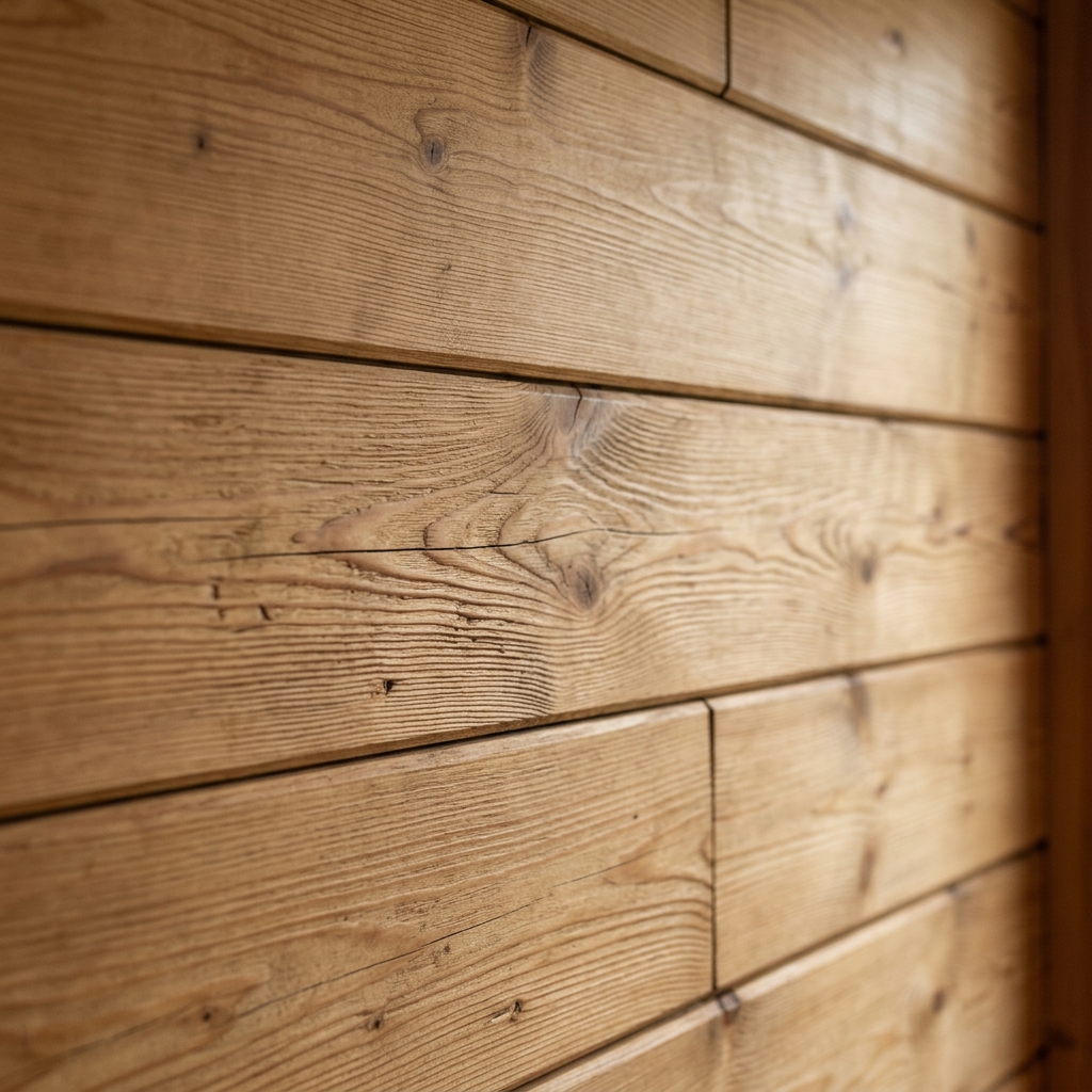 Natural warm wood wall planks texture inside our cabin